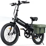 isinwheel U5 Electric Bike Adult 500W with Saddlebag, 20" Folding Bikes, 20MPH Max Range 45+ Mile, 48V Removable Battery, Weighs Only 48.5lbs, Suitable for Leisure Riding&Commuting (Black)