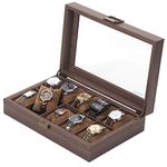 Readaeer 10 Slot Leather Watch Box Organizer for Men PU Leather Watch Case with Glass Top and 10 Removable Storage Pillows