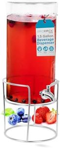 BIRDROCK HOME Beverage Dispenser with Stand & Stainless Steel Spigot - Hammered Glass Drink Dispenser for Parties Home & Events - Ideal for Serving Tea, Lemonade, Juice, Sangria, Cocktail - 1.5 Gallon
