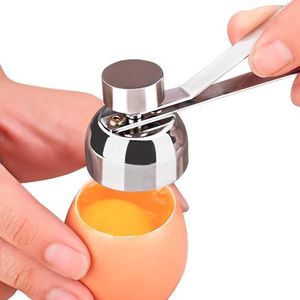 Egg Cracker Tool for Raw Eggs - Stainless Steel Egg Shell Opener Tool with Ergonomic Design, Adjustable Effort, Durable Build, Easy-to-Use for Soft-Boiled Eggs, Suited for Preparing Custards and Cakes