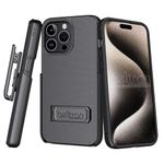 BELTRON Case Holster Combo for iPhone 15 Pro Max, Slim Protective Full Body Grip Case & Swivel Belt Clip 3 in 1 Combo with Kickstand/Card Holder Compatible with Apple iPhone 15 Pro Max (2023)