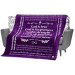 FILO ESTILO Christian Gifts for Mom, Religious Blanket with Bible Verses, Faith, Catholic, Spiritual, Church, Inspirational Gifts, Christian Home Décor, Women, Men 127x153 cm (Purple)