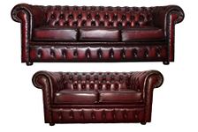 CK Chesterfield 100% Genuine Leather 3+2 Seater Sofa SuiteS In (Oxblood Red)