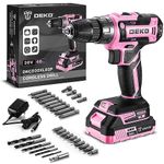 Power Drill Cordless: DEKO PRO Pink Cordless Drill 20V Electric Power Drill Set Tool for Women Drills Cordless with Battery and Charger Drill Driver 20 Volt Drill Driver Kit