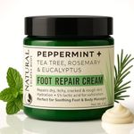 Peppermint, Rosemary & Eucalyptus Massage & Foot Cream | Repairs & Hydrates Dry Cracked Feet | Therapeutic Massage Cream | Soothing Peppermint Foot Lotion | 4oz