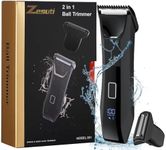 Zesuti Body & Groin Hair Trimmer for Men,Waterproof Dual-Head Ceramic Blade Trimmer & Foil Blades,Wet & Dry Men’s Ball Shavers Rechargeable Body Groomer with LCD Display