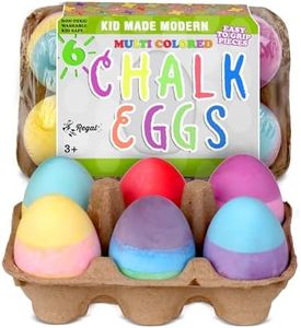 Kid Made Modern Sidewalk Chalk Set for Kids - Washable, Colored Egg Chalk with 3 Layer for Outdoor Play and Chalkboard Art - Ages 3+ (6 Pieces, Multicolor)