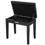 Donner Piano Bench Keyboard Stool, Solid Hard Wooden Digital Piano Stool with Large Storage, Black