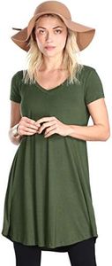 Popana Womens Short Sleeve Summer Tunic Tops to Wear with Leggings Loose Fit Plus Size Made in USA X-Large Olive