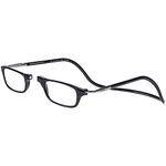 Clic Magnetic Reading Glasses for Men or Women, Computer Readers, Original Long (M-L, Black, 2.00 Magnification)