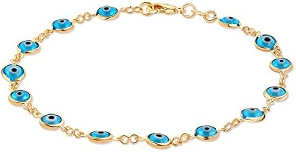Barzel 18k Gold Plated Turquoise Evil Eye Anklet Bracelet For Women - Made in Brazil (Aqua)