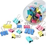 50pcs Colored Binder Clips, 3 Sizes Metal Foldback Clips Color Bulldog Clips Metal Foldback Clamps Coloured Stationery File Money Paper Clamps Colored Metal Binder Clips for School(15mm/19mm/25mm)