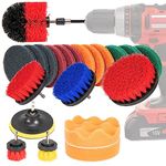 Holdfiturn 22 Piece Drill Brush Attachment Set Drill Brushes for Cleaning Scouring Pads Power Scrubber Brush Scrub Pads Cleaning Kit Drill Cleaning Brush Set for Bathroom Surfaces Grout Floor