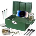 Large Green Bamboo Box with Combination Lock, Decorative Storage Box with Detachable Compartment, Wooden Box with Alright Jars & Brushes & Storage Tubes as Great Gift Choice.