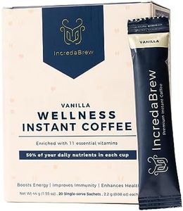 IncredaBrew Gold Vitamin Rich Wellness Instant Coffee Vanilla Flavour | Pack of 20 Premium Coffee Powder Sachets | Healthy Coffee with 11 Essential Vitamins | Energy & Immunity Booster | Makes 20 Cups