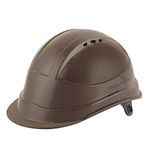 KARAM PN542 Safety Helmet for Men Industrial & Construction Helmet | Ratchet Type Adjustment with Adjustable Chin Strap | Ventilation & Side Slot for Attachment | EN Certified Hard Hat | Brown