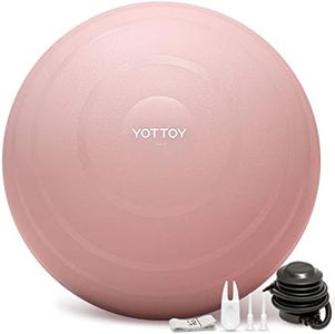 YOTTOY Anti-Burst Exercise Ball for Working Out, Yoga Ball for Pregnancy,Extra Thick Workout Ball for Physical Therapy,Stability Ball for Ball Chair Fitness with Pump (Pink)