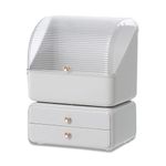 Galatée Dustproof Makeup Organizer Office Drawers Storage Plastic Cosmetic Storage Box Container Miscellaneous for Home Box, White A + B, 26 * 18 * 35cm