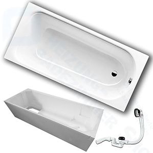 Kaldewei Saniform Plus Stahl Badewanne inkl. Wannenträger und Ablaufgarnitur (160 x 70 cm)