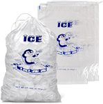 PackageZoom 12 x 20 Ice Bags 10 Lb. Durable Drawstring Closure Pack of 100 Ice Storage Bags For BBQs, Camping, Food Stalls Refillable Ice Cubes Bags For Freezer & Takeaway