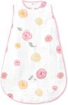 Amazing Baby Cotton Muslin Sleeping Sack, For Baby Girl, Wearable Blanket with 2-way Zipper, Watercolor Roses, Pink, Medium (6-12 Month)