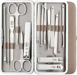 Beauté Secrets Essentials Manicure Set Nail Clippers Kit Manicure Pedicure Gift Set, 16Pcs Professional Stainless Steel Pedicure Care Tools Women Travel Grooming Kit with Case (Grey)