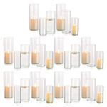 Hurricane Candle Holder Glass Cylinder: 10 Sets (30Pcs) Flower Vase for Tea Light Votive Pillar Floating Candles Dining Table Decorations Wedding Centrepieces Living Room Christmas Ornaments (M+L+XL)