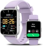 Smart Watch, 1.83" HD Smartwatch for Men Women (Answer/Make Calls), Fitness Watch with 100+ Sport Modes, IP68 Waterproof/Heart Rate/Sleep Monitor, Activity Trackers for iOS/Android (Silver+Purple)