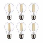 TEKLED® A60 Filament Vintage LED Bulbs | E27 Edison Screw | Energy Saving 6.5W Light Bulb 60W Equivalent | NONDIMMABLE Clear 2700K 806LM | 6-Pack | Warm White