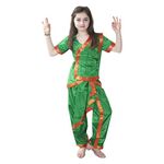 Kaku Fancy Dresses Odissi Classical Dance Costume For Girls - Green, 3-4 Years