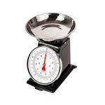 Innoteck Essentials Kitchen Scales - Mechanical Kitchen Scale - Compact, Analogue, Easy to Read, 5 kg Capacity, Large Dial - Dishwasher Safe Detachable Bowl - Ingredients Measurement Scale - Black