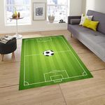 Linen Basics Printed Velvet Carpet Rug Runner for Bedroom/Living Area/Home with Rubber Backing (Green Foot Ball Print)