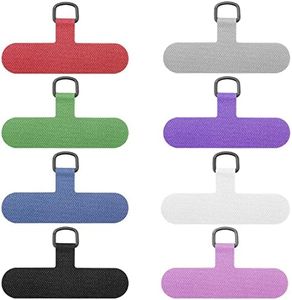 CKANDAY 8 Pack Phone Tether Tabs, Colors Universal Cell Lanyard Fabric Canvas Patch Pad Sticker Anti-Lost Attachment Hanging Metal Ring Replacement for Smartphone Mobile Safety Wrist Neck Strap