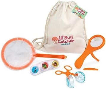 MindWare Lil' Bug Catcher Tool Set – Bug Catcher Kit for Kids Ages 5 & Up - Includes Backpack, Net, Magnifying Glass, Magnifying Bug Viewer and Tweezers