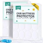 Biloban Waterproof Crib Mattress Protector, Fitted Crib Mattress Protector Waterproof (52"x 28"), Quilted Crib Mattress Pad Cover, Soft and Breathable with 9 Inches Deep Skirt, White, 2 Pack