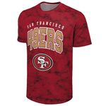 FOCO NFL Men's Officially Licensed Big Logo Wordmark Camo Performance Game Day Team Color Crewneck T-Shirt, San Francisco 49ers - Red, Large