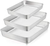 TeamFar Lasagna Pan Set of 3, 12⅖” & 10¼” & 9⅖”, Rectangular Cake Pan Deep Baking Sheet Pans Stainless Steel for Lasagna Cake Brownie, Healthy & Heavy Duty, Sturdy & Dishwasher Safe