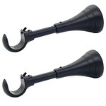 6 in Curtain Rod Brackets, Heavy Duty Large Curtain Rod Bracket, Extra Long Curtain Holder for 3/4 to 1 inch Rods, 2 pcs Brackets for Curtain Rods, Wall Mount, Set of Two, Black