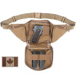 LIVANS Concealed Carry Fanny Pack Holster, Tactical Conceal Carry Pistol Bag Mens Gun Carry Concealment Holster Fits 1911 and G 17,19,20,21 Fits up 55" in Waist Free Canada Flag Patch