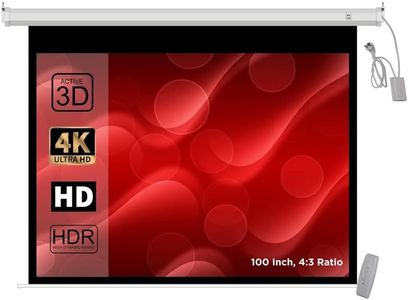 Big VUE 100 Inches Motorized Projector Screen | Electric Projection Screen | Home Theatre Screen | W/Remote Control (100 Inch, 4:3 Ratio)