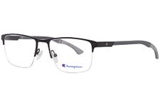 Champion Assist C01 Eyeglasses Men's Matte Black Semi Rim Rectangle Shape 53mm, Matte Black, Lens-53 Bridge-18 Temple-138