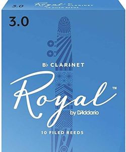 D’Addario Woodwinds - Royal Bb Clarinet Reeds - B Flat Clarinet Reeds - Reeds for Clarinet - Clarinet Bb Reeds - Strong Spine - Filed Cut - Strength 3.0, 10-Pack