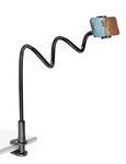 TRYONE Gooseneck Phone Holder Stand for Bed Flexible Long 35-inch Arm Mobile Phones Mount Clamp on Desk Compatible with iPhone 16 15 14 13 12 11Pro Max Plus Mini, Galaxy or Other 4"-7" Smartphones