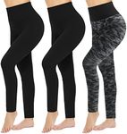 3 Pack Womens Leggings-No See-Through High Waisted Tummy Control Yoga Pants Workout Running Legging-Reg&Plus Size