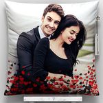 GiftsOnn Personalized Photo Satin 100 TC Valentine's Day Pillow/Cushion- White, (12x12 White Pillow)