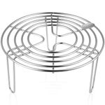 HEMOTON Round Steam Rack Stainless Steel Cooking Cooling Rack Wire Baking Steaming Rack Stand for Air Fryer Pot Pressure Cooker Canning 16x7cm