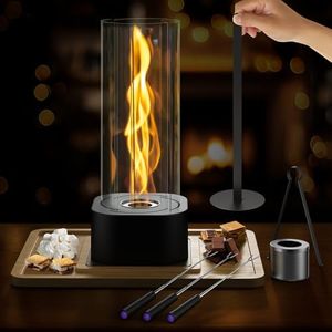 Tornado Tabletop Fire Pit with Smores Maker Kit - Smokeless Ethanol Table Top Smore Firepit, Christmas White Elephant Gifts for Adults Women Mom - Indoor S'Mores Maker
