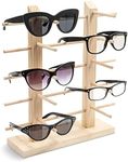 Juvale 10 Pair Sunglasses Display Stand, Wooden Eyewear Holder Organizer for Multiple Glasses (13.5 x 14 In)