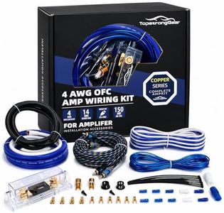 TOPSTRONGGEAR 4 Gauge OFC Amp Kit Car Audio Amplifier Wiring Install Kit with RCA Cables, 150A Fuse, 17FT Power Cable – 4 OFC Complete Subwoofer Installation Kit for Car, Truck, Marine Stereo Systems