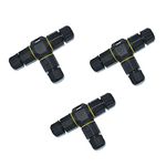 NUZAMAS Set of 3 3 Ways 3 Pin Waterproof Connector Outdoor Junction Box IP68 Electrical Connectors for 4.5mm-10mm Cable, Outdoor Lighting, Christmas, Street Light, Led Lamp, Solar Supplies